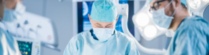 A doctor focuses in surgery