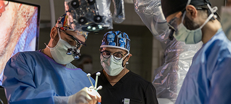 Doctors work together during neurosurgery